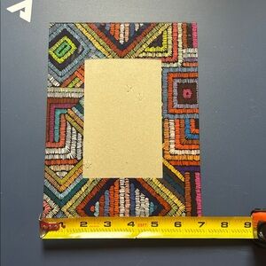 Colorful Geometric Patterned Photo Frame holds a 4x6 photo